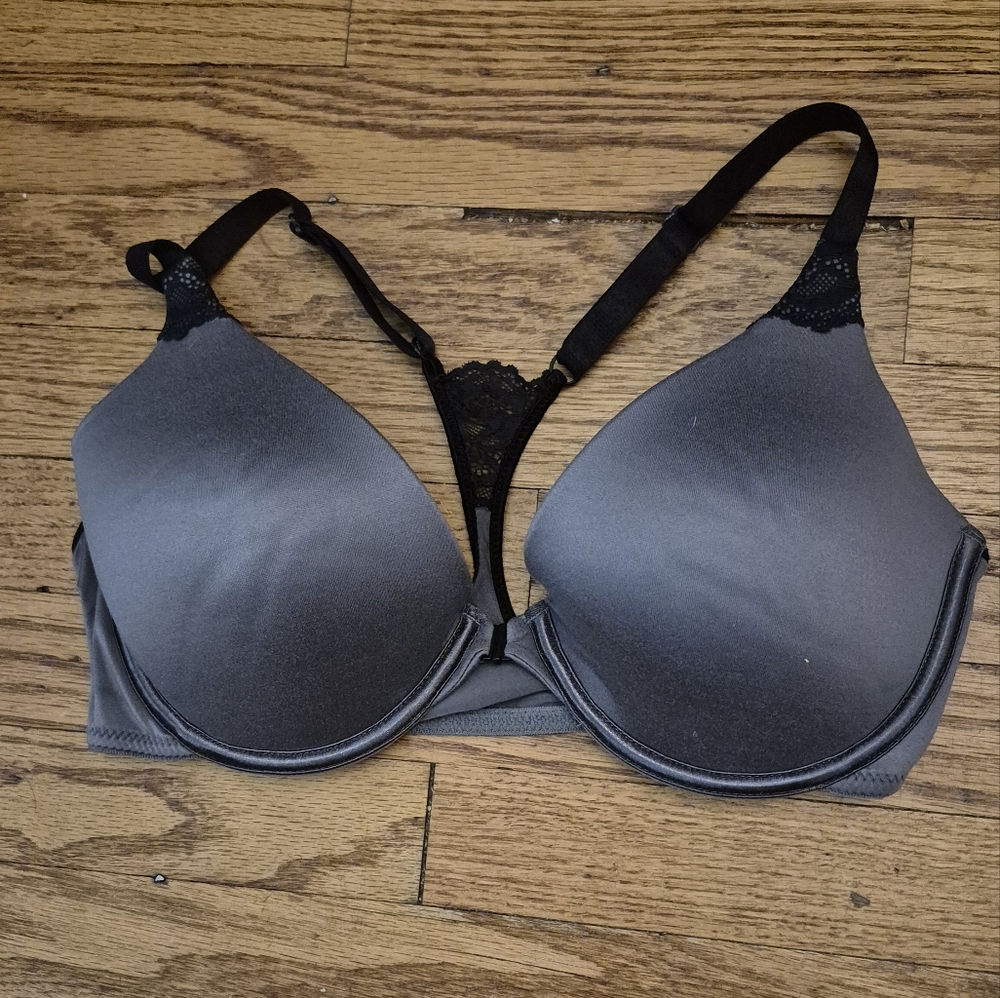 Sweet Nothings Gray Black Womens Size 36D Front Closure Molded Cup Underwire Bra